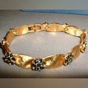 Vintage Trifari Sapphire Gold Plated Bracelet From the Birthday Collection